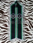 Royal Black Preceptory, RBP, Black and Green Collar, Collarette, Silver Fringe with RBP 65, Hand Embroidery, Badge, Silver Bullion Wire, Sialkot Maker, Collar Manufacturer, Black and Green 11Cm Ribbon, 1.5Cm Zik Silver Braid, 
